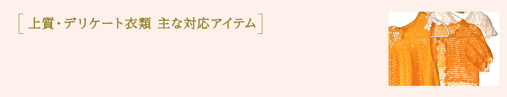 上質・デリケート衣類 主な対応アイテム